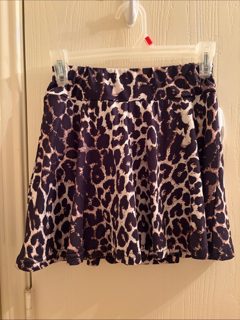 Leopard Print Flared Women's Skirt - Black and Cream with built in shorts